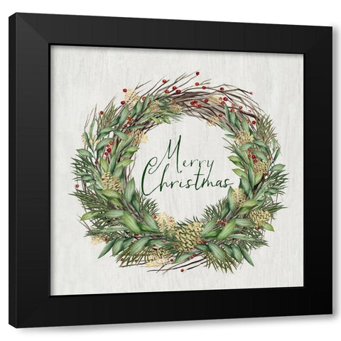 Beautiful Wreath Black Modern Wood Framed Art Print with Double Matting by PI Studio