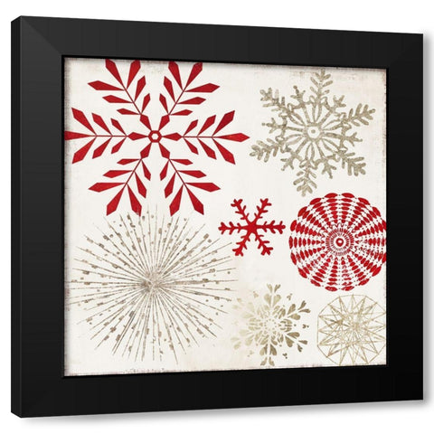 Christmas Snowflakes  Black Modern Wood Framed Art Print with Double Matting by PI Studio