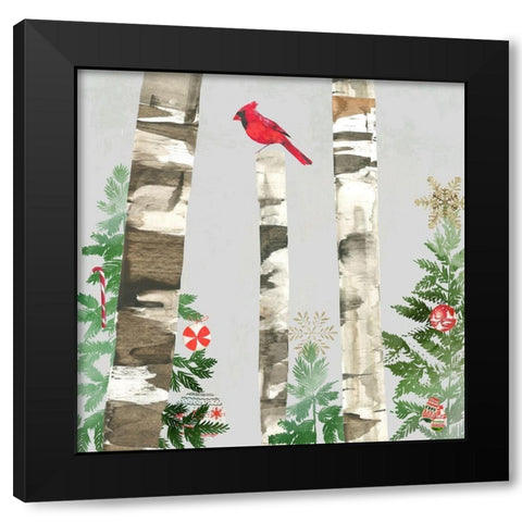 Holiday Forest Black Modern Wood Framed Art Print with Double Matting by PI Studio
