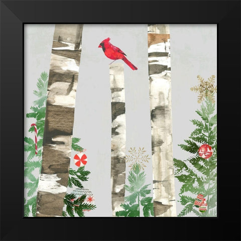 Holiday Forest Black Modern Wood Framed Art Print by PI Studio