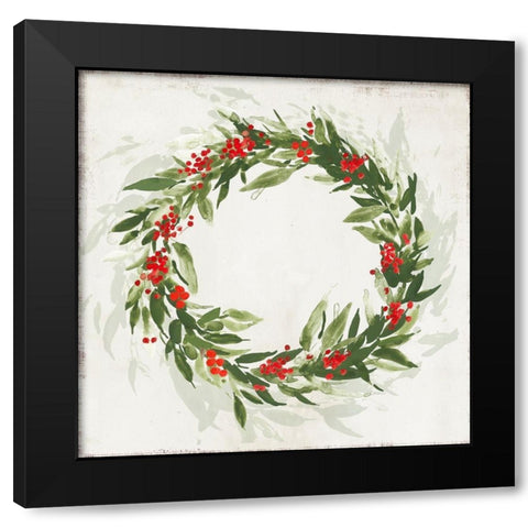 Classic Wreath  Black Modern Wood Framed Art Print with Double Matting by PI Studio