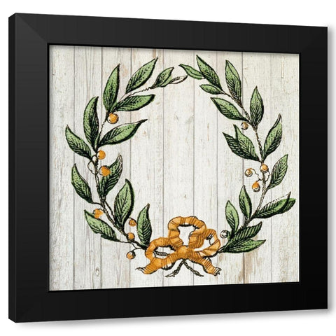 Retro Wreath Black Modern Wood Framed Art Print with Double Matting by PI Studio