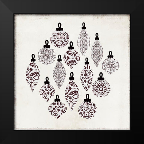 Ornament Pattern  Black Modern Wood Framed Art Print by PI Studio