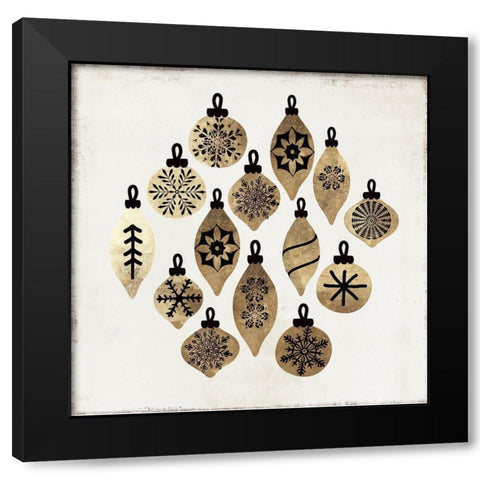 Golden Toys Pattern  Black Modern Wood Framed Art Print with Double Matting by PI Studio