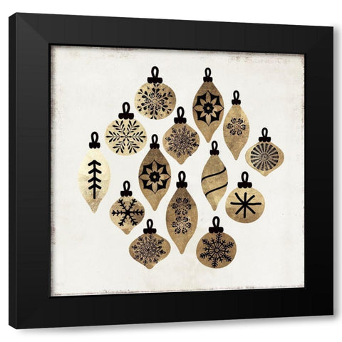 Golden Toys Pattern  Black Modern Wood Framed Art Print by PI Studio