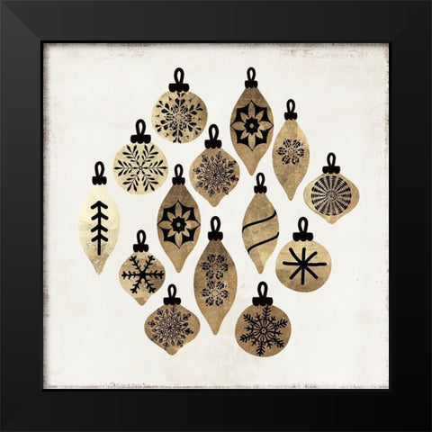 Golden Toys Pattern  Black Modern Wood Framed Art Print by PI Studio