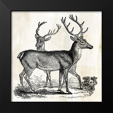 Two Reindeers  Black Modern Wood Framed Art Print by PI Studio