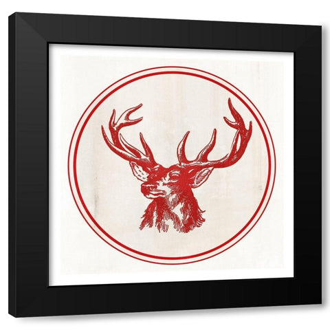 Reindeer Portrait  Black Modern Wood Framed Art Print with Double Matting by PI Studio