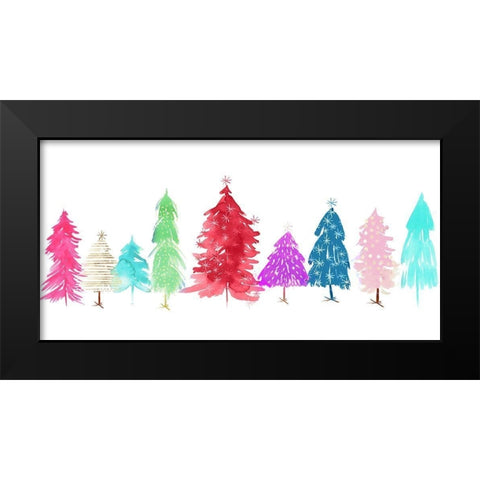 Merry and Bright Black Modern Wood Framed Art Print by PI Studio