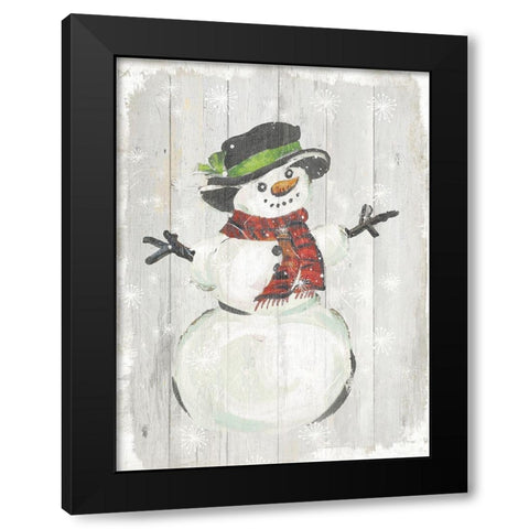 Holiday Snowman Black Modern Wood Framed Art Print with Double Matting by PI Studio