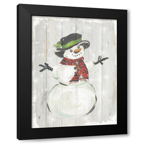 Holiday Snowman Black Modern Wood Framed Art Print by PI Studio