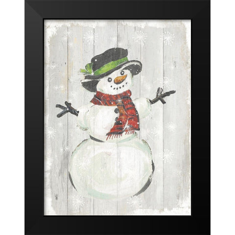 Holiday Snowman Black Modern Wood Framed Art Print by PI Studio