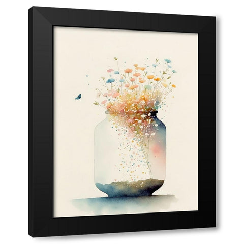 Jug of Wildflowers Black Modern Wood Framed Art Print by Mclean, Leah