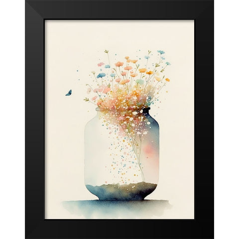 Jug of Wildflowers Black Modern Wood Framed Art Print by Mclean, Leah