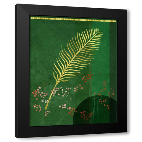 Lush Green Leaf Black Modern Wood Framed Art Print with Double Matting by Hogan, Aoibhne
