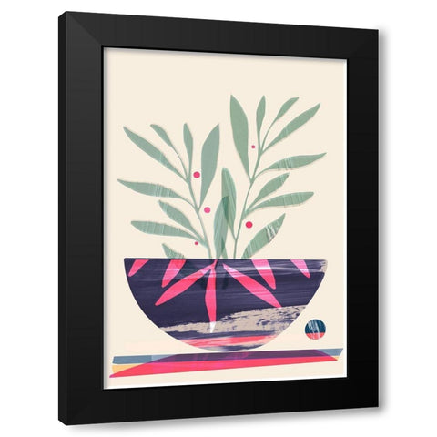 Shibori Bowl Pink Black Modern Wood Framed Art Print with Double Matting by Hogan, Aoibhne