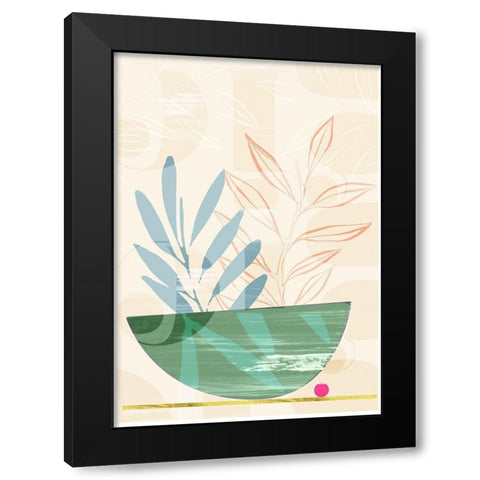 Shibori Bowl Green Black Modern Wood Framed Art Print with Double Matting by Hogan, Aoibhne