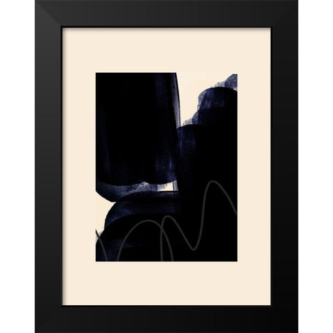 Blobs of Black II Black Modern Wood Framed Art Print by Hogan, Aoibhne
