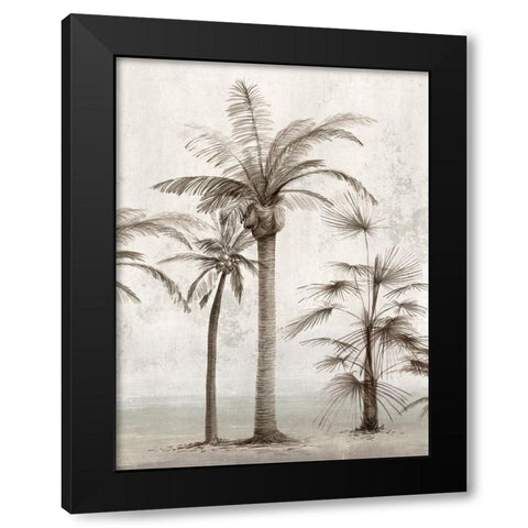 Vintage Palm Trees I  Black Modern Wood Framed Art Print with Double Matting by Ian C