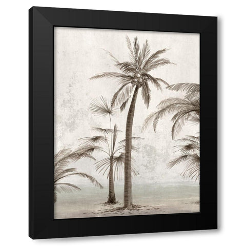 Vintage Palm Trees II Black Modern Wood Framed Art Print by Ian C