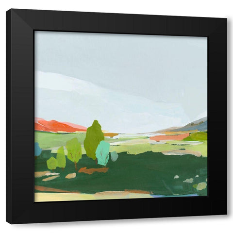 Green Hills II Black Modern Wood Framed Art Print with Double Matting by Ian C
