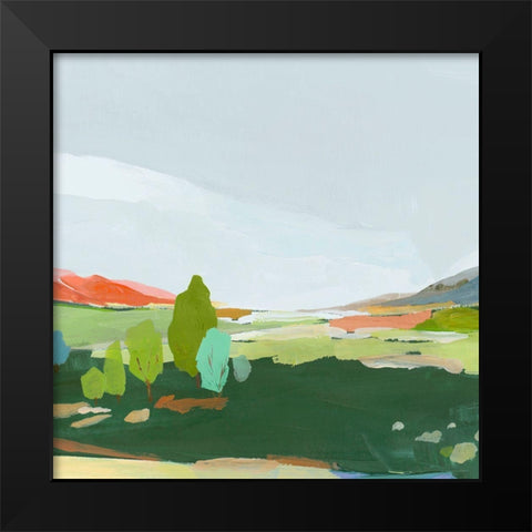 Green Hills II Black Modern Wood Framed Art Print by Ian C