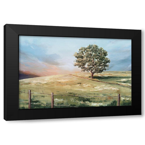 Sunset Tree  Black Modern Wood Framed Art Print with Double Matting by Ian C