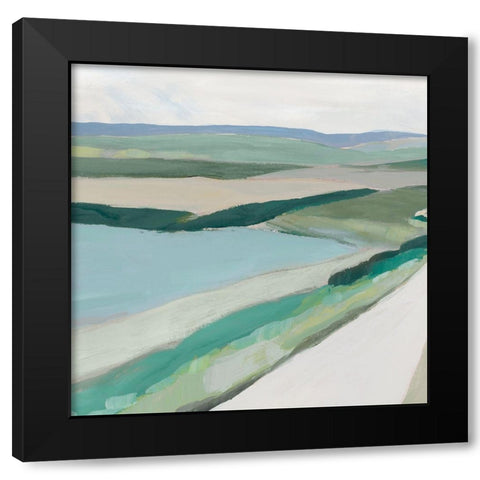 Fields of Green I Black Modern Wood Framed Art Print by Ian C