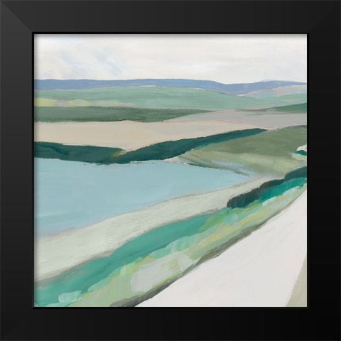 Fields of Green I Black Modern Wood Framed Art Print by Ian C