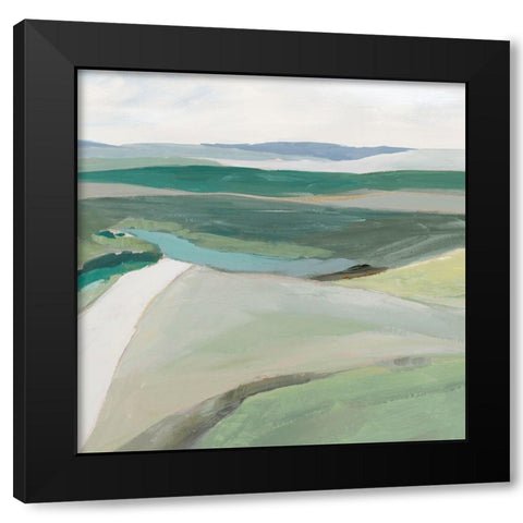Fields of Green II Black Modern Wood Framed Art Print by Ian C