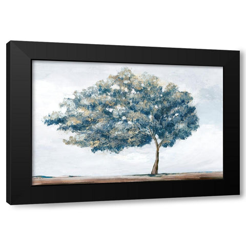 Blue Golden Tree Black Modern Wood Framed Art Print with Double Matting by Ian C