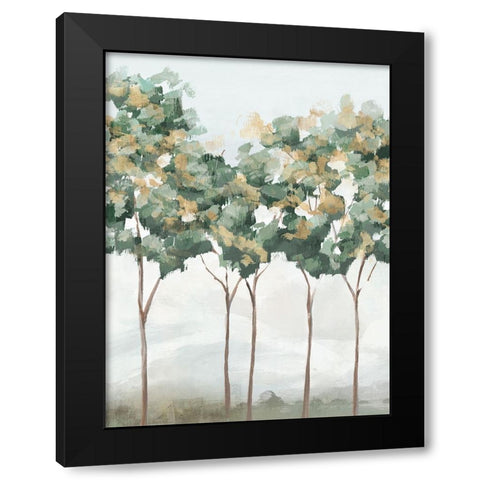 Green and Gold Trees I Black Modern Wood Framed Art Print by Ian C