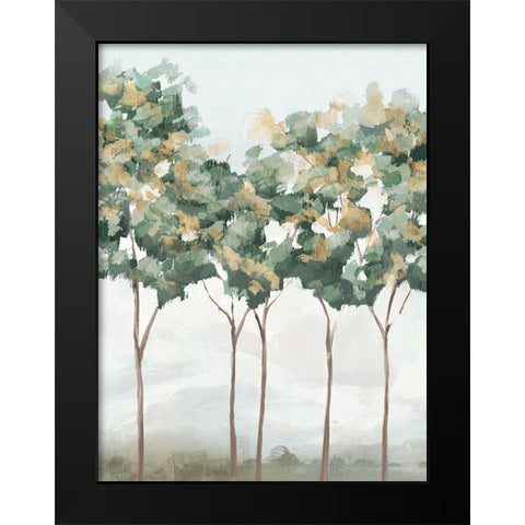 Green and Gold Trees I Black Modern Wood Framed Art Print by Ian C