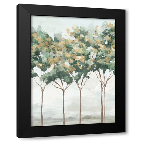 Green and Gold Trees II Black Modern Wood Framed Art Print with Double Matting by Ian C