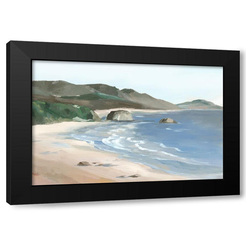 Ocean Breeze Walk Black Modern Wood Framed Art Print by Ian C