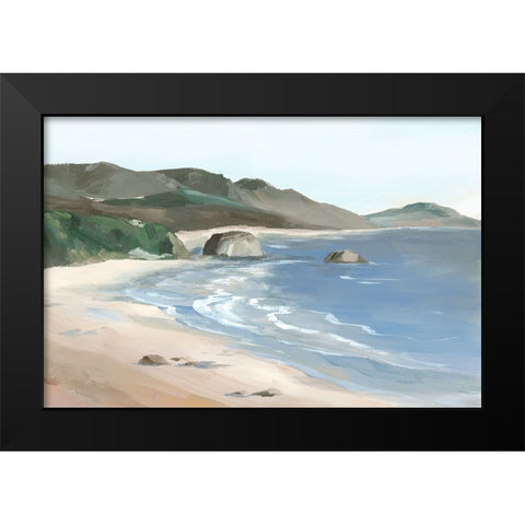 Ocean Breeze Walk Black Modern Wood Framed Art Print by Ian C