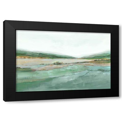 Lakeside Serenity Black Modern Wood Framed Art Print with Double Matting by Ian C
