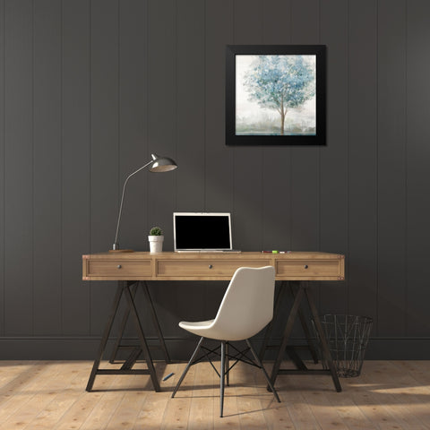 Teal Secret Garden Black Modern Wood Framed Art Print by Ian C