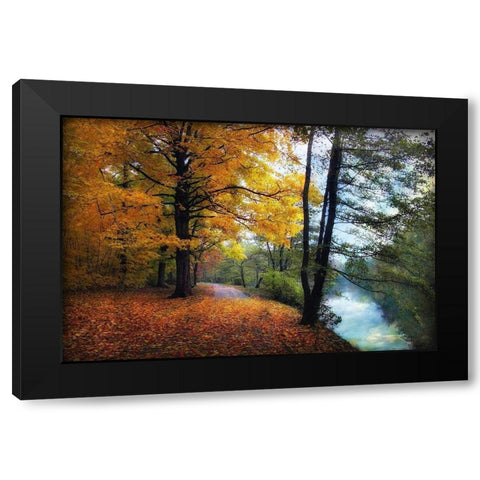 Autumn River View Black Modern Wood Framed Art Print with Double Matting by Jenney, Jessica