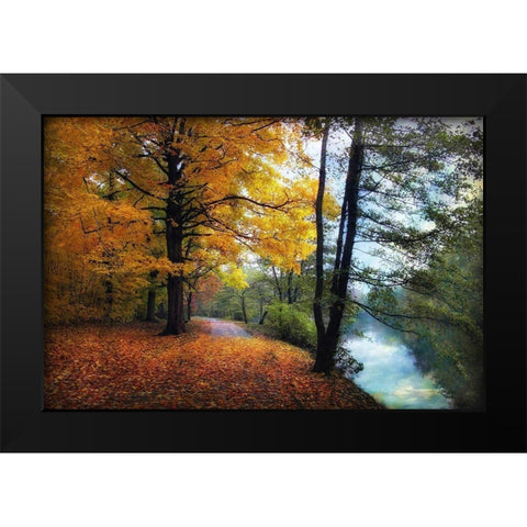 Autumn River View Black Modern Wood Framed Art Print by Jenney, Jessica