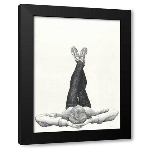 Resting Black Modern Wood Framed Art Print by JOEL
