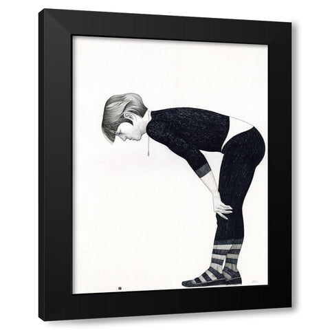 Caterpillar Black Modern Wood Framed Art Print by Joel, Jack