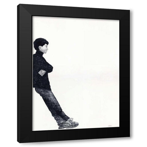 Waiting Black Modern Wood Framed Art Print by JOEL