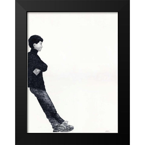 Waiting Black Modern Wood Framed Art Print by JOEL