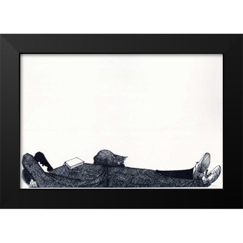 Nap Black Modern Wood Framed Art Print by JOEL