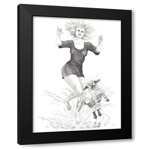 Splash Black Modern Wood Framed Art Print by Joel, Jack