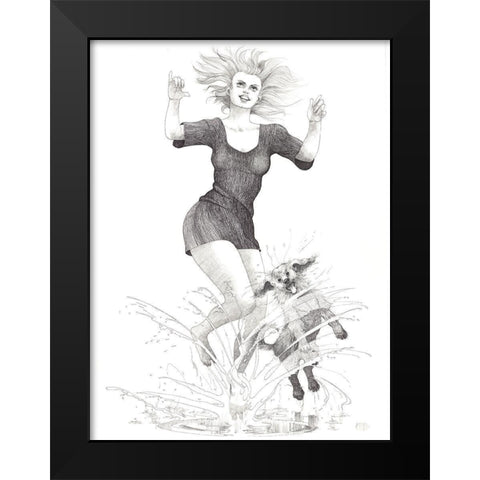 Splash Black Modern Wood Framed Art Print by Joel, Jack