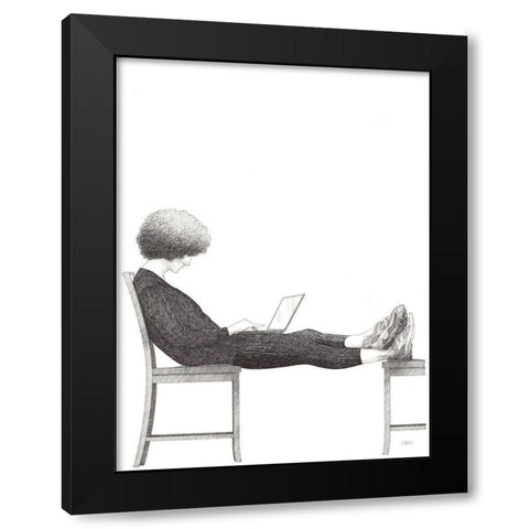 Laptop Black Modern Wood Framed Art Print with Double Matting by Joal, Jack