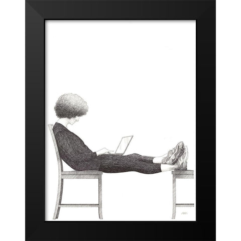 Laptop Black Modern Wood Framed Art Print by Joal, Jack