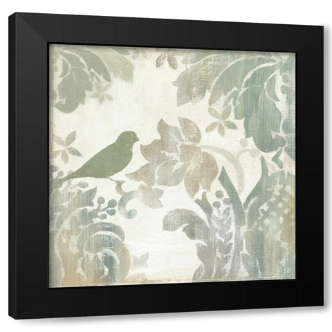 Damask Bird I Black Modern Wood Framed Art Print with Double Matting by Jensen, Asia